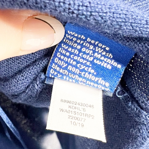 APT.9 Women’s Navy White Tie-Dye Swoop Crewneck Pullover Long Sleeve Sweater - Picture 16 of 16